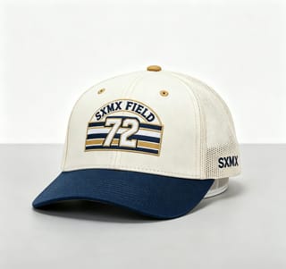 Custom Striped Patch Trucker Cap with Mesh Back thumb 3