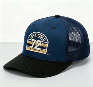 Custom Striped Patch Trucker Cap with Mesh Back thumb 4