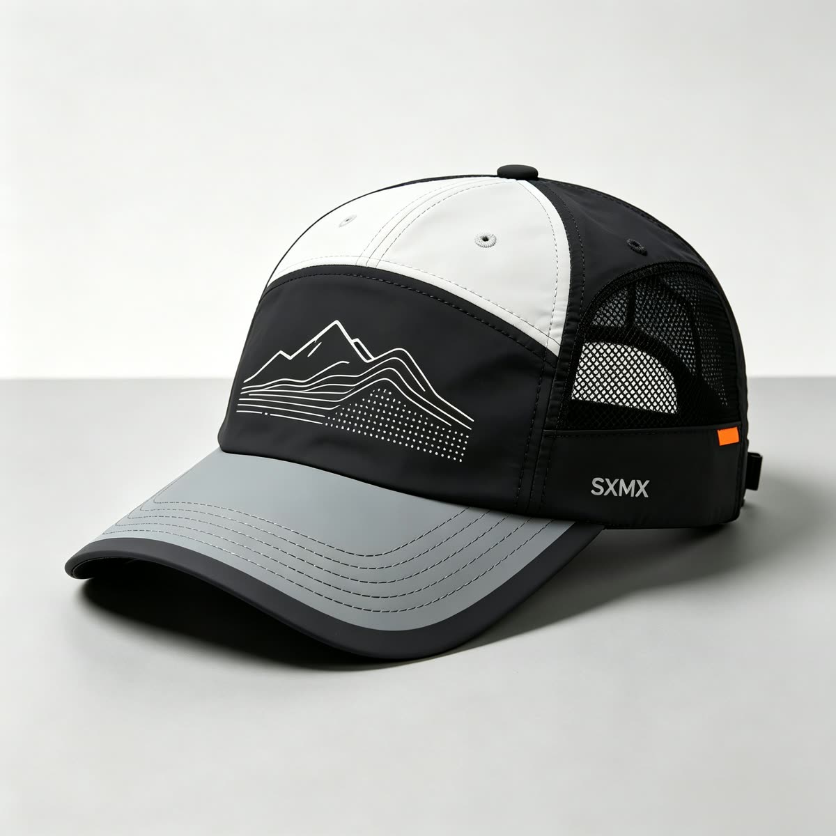 Custom Mountain Print Camp Cap with Mesh Back scene