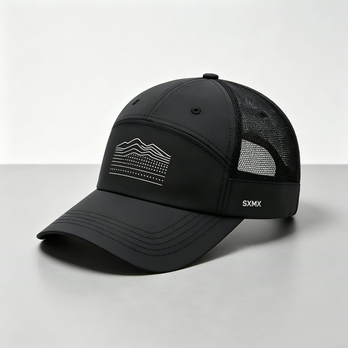 Custom Mountain Print Camp Cap with Mesh Back scene