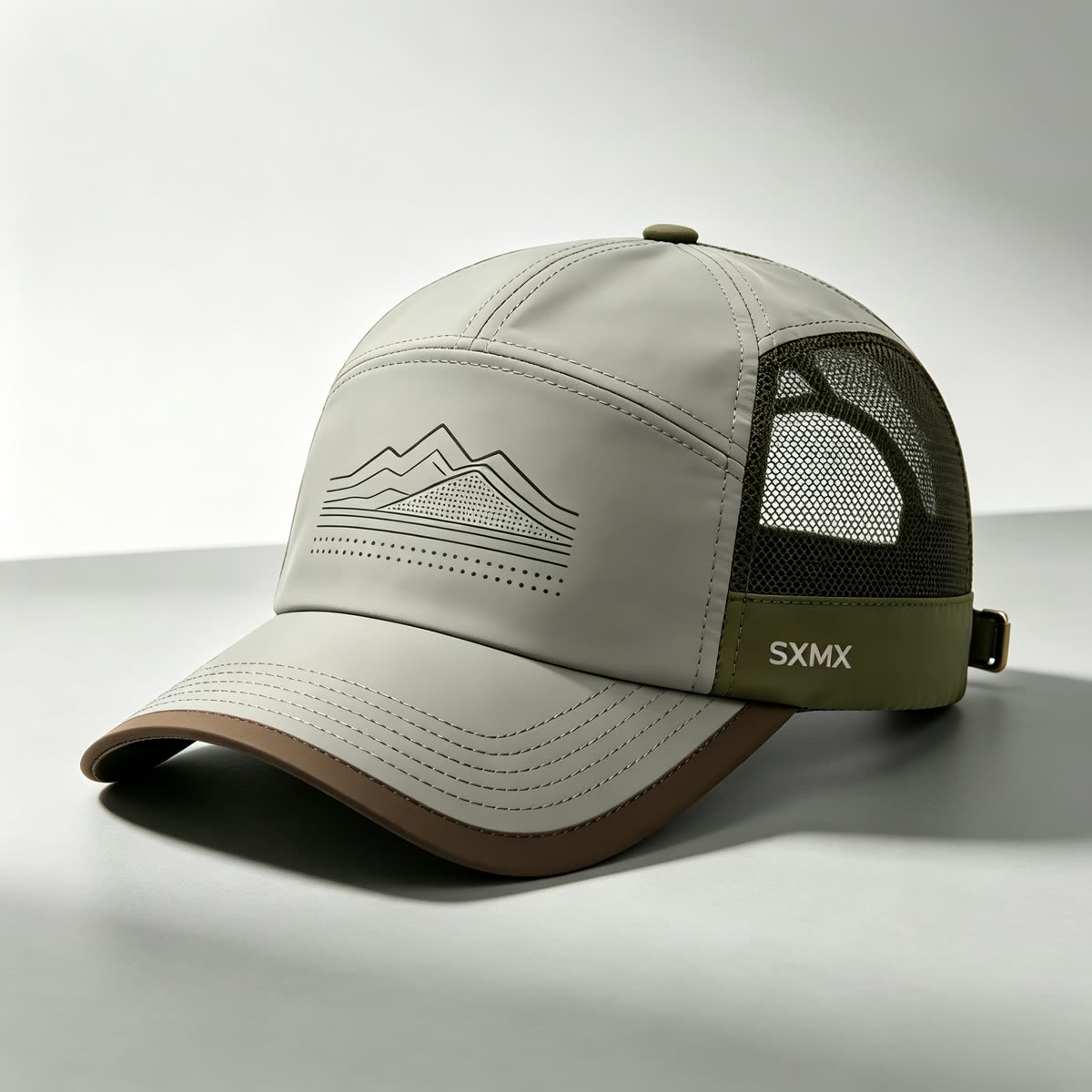 Custom Mountain Print Camp Cap with Mesh Back scene