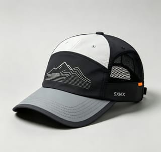 Custom Mountain Print Camp Cap with Mesh Back thumb 6