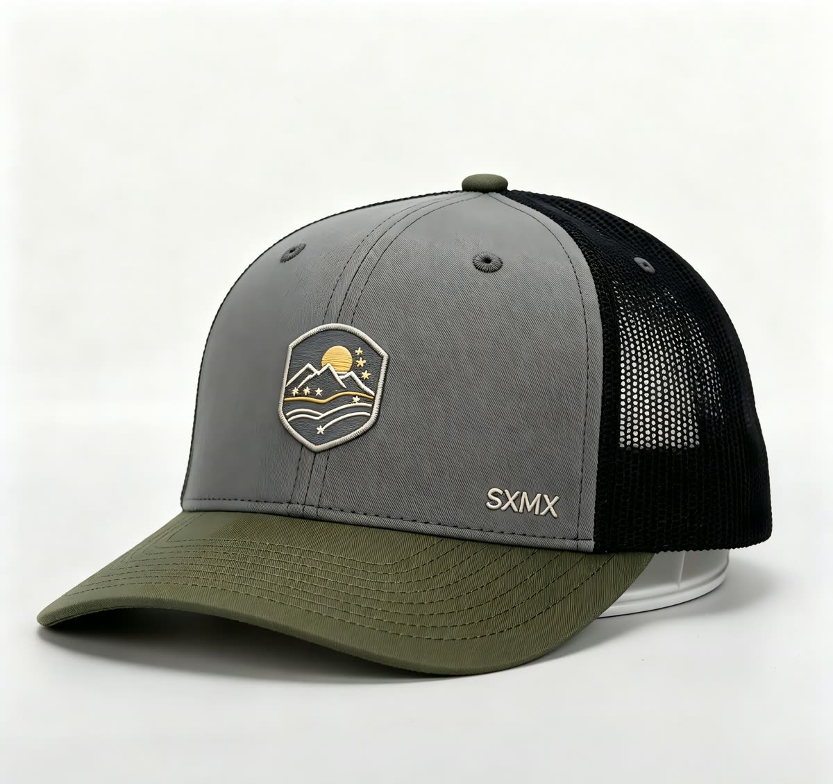 Custom Mountain Patch Trucker Cap with Black Mesh Back - image 1