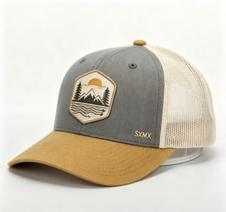 Custom Mountain Patch Trucker Cap with Black Mesh Back thumb 2