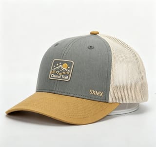 Custom Mountain Patch Trucker Cap with Black Mesh Back thumb 4