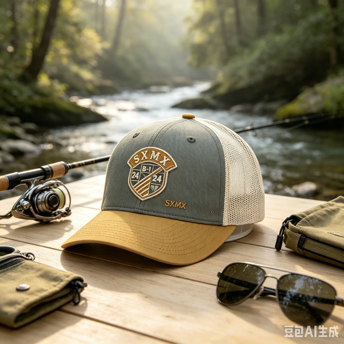 Custom Embroidered Crest Trucker Cap with Mesh Back scene