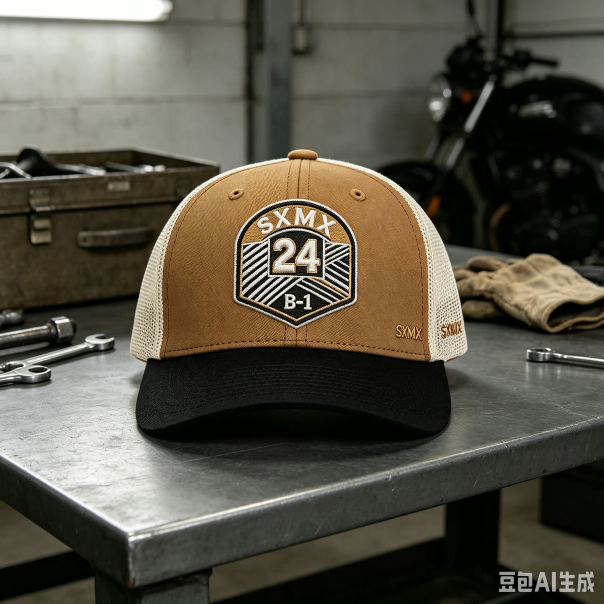 Custom Embroidered Crest Trucker Cap with Mesh Back scene