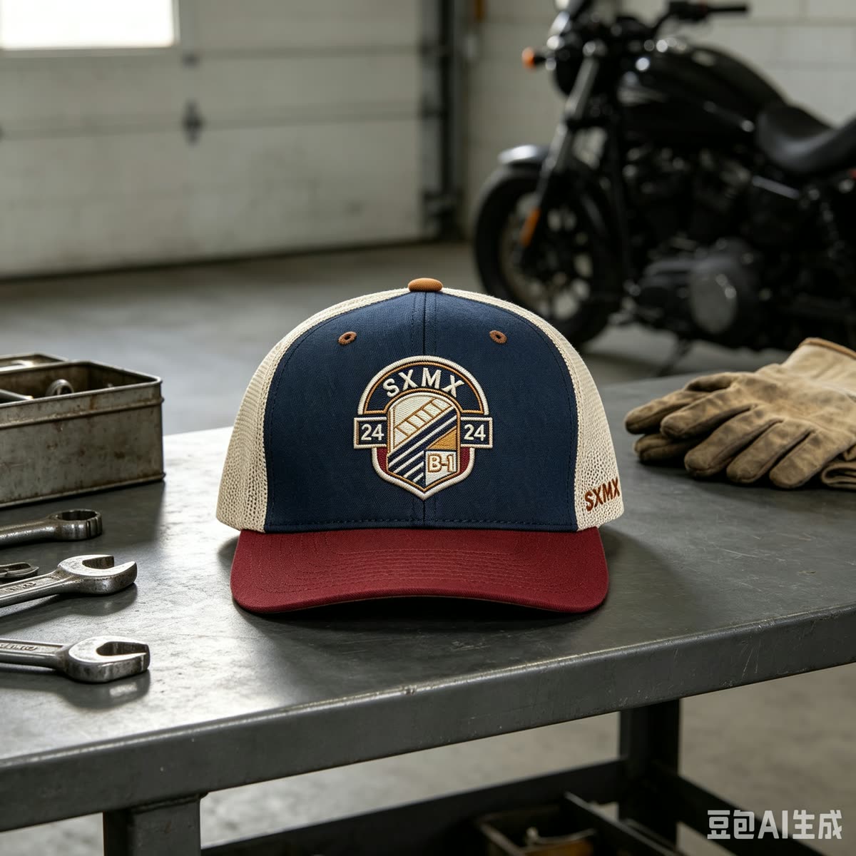Custom Embroidered Crest Trucker Cap with Mesh Back scene