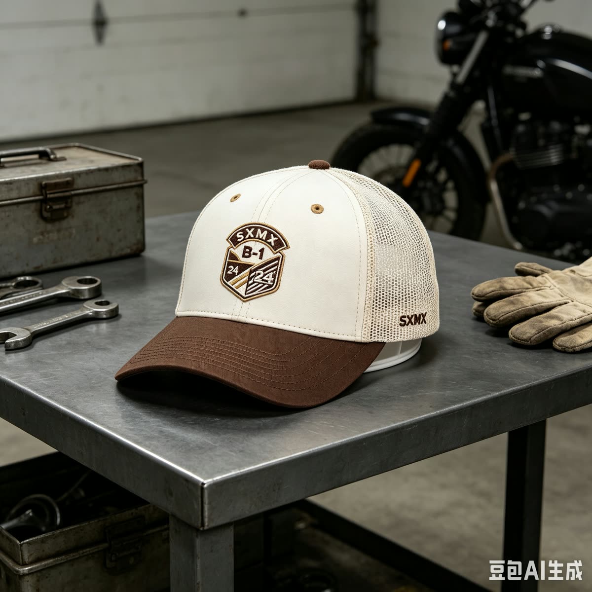 Custom Embroidered Crest Trucker Cap with Mesh Back scene