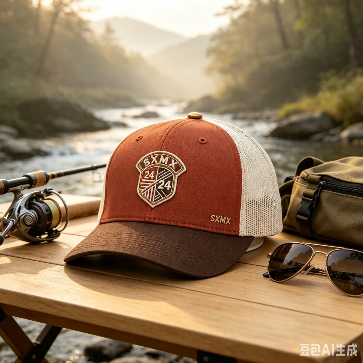 Custom Embroidered Crest Trucker Cap with Mesh Back scene