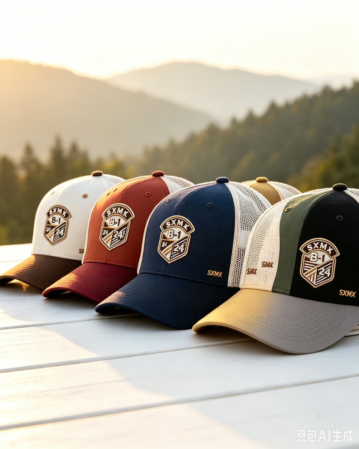 Custom Embroidered Crest Trucker Cap with Mesh Back scene
