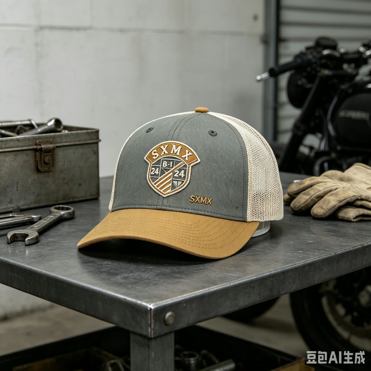 Custom Embroidered Crest Trucker Cap with Mesh Back scene