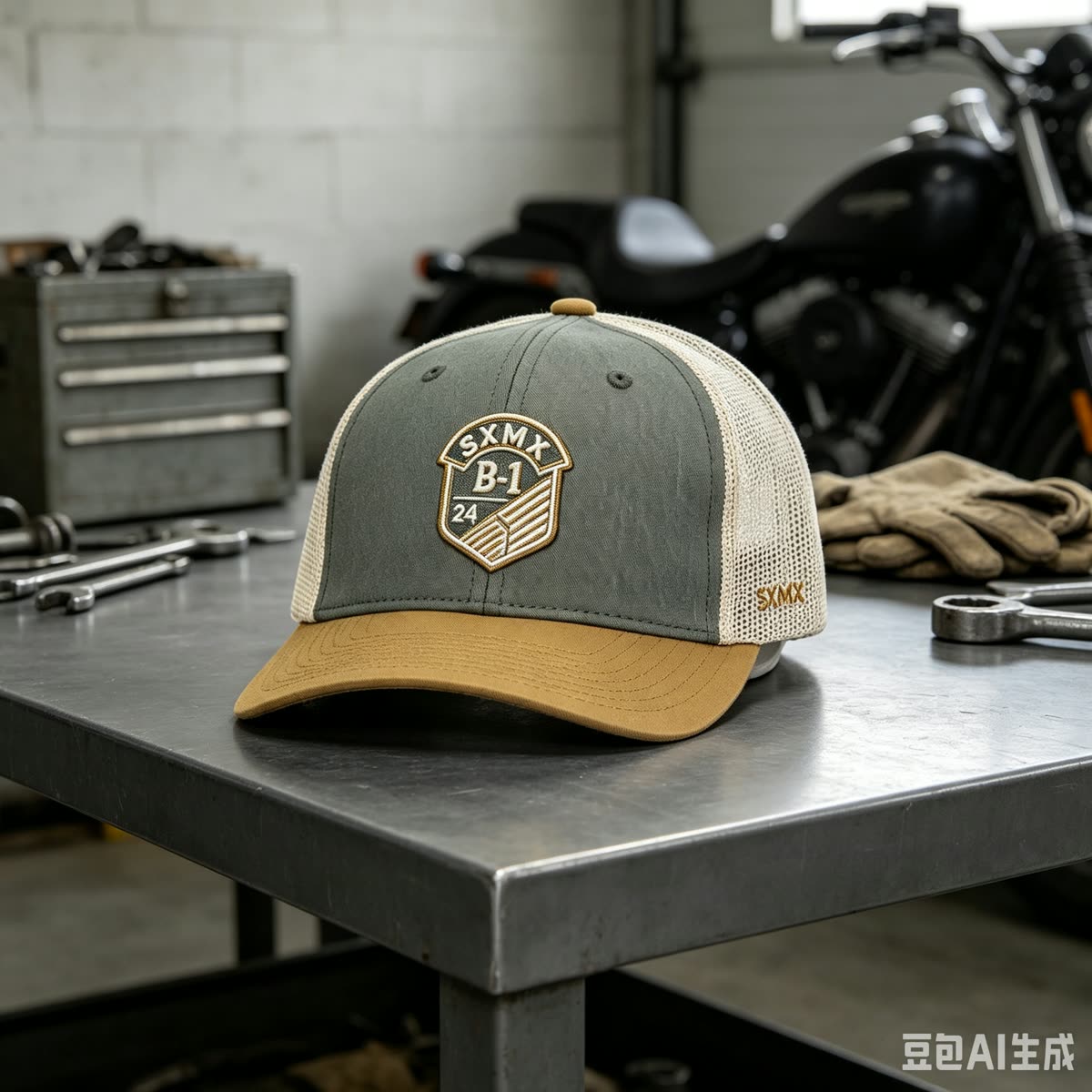 Custom Embroidered Crest Trucker Cap with Mesh Back scene
