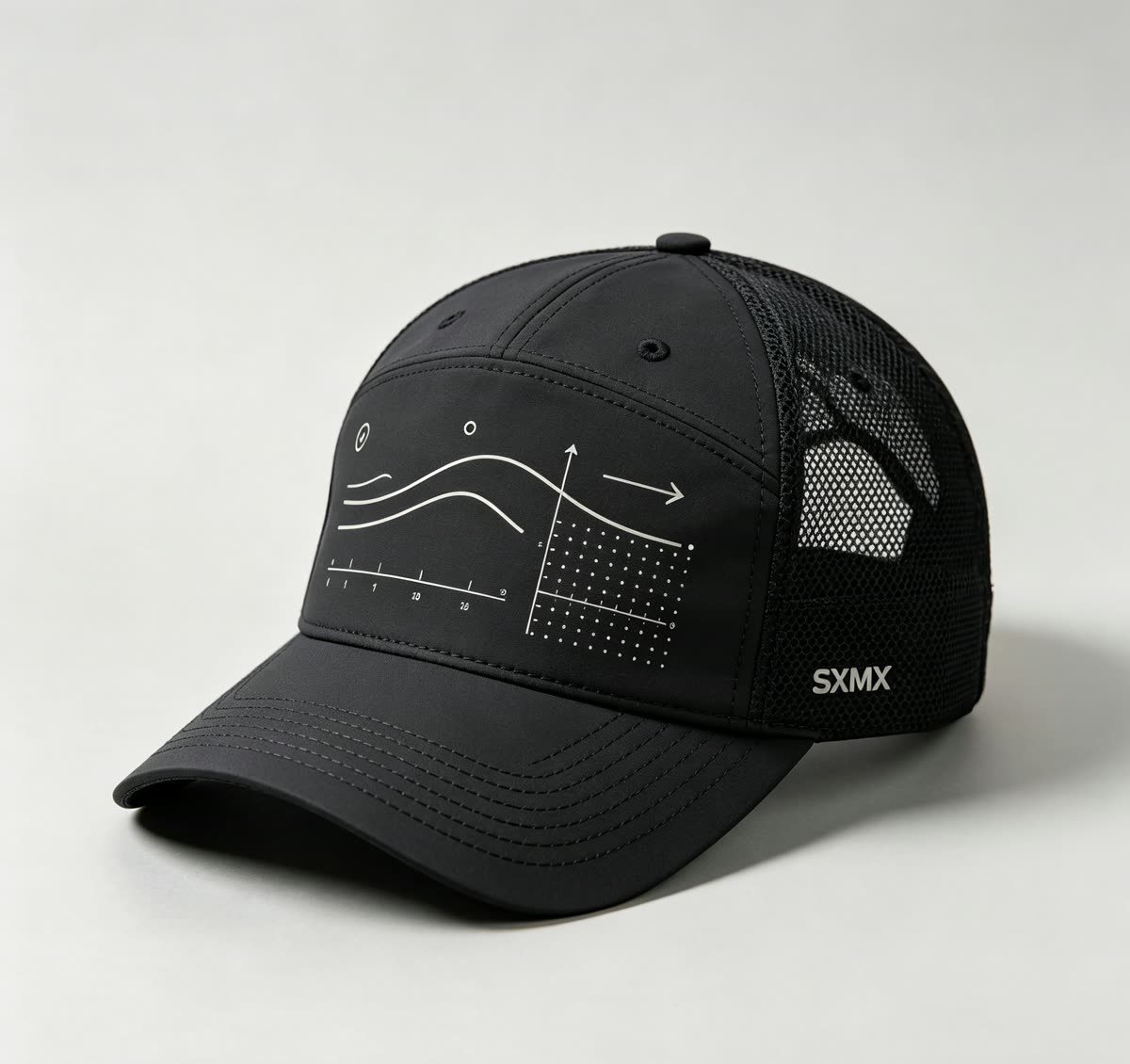 Custom Wave Chart Print Camp Cap with Mesh Back - image 1