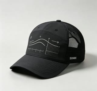 Custom Wave Chart Print Camp Cap with Mesh Back