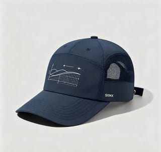 Custom Wave Chart Print Camp Cap with Mesh Back thumb 2