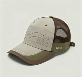 Custom Wave Chart Print Camp Cap with Mesh Back thumb 3