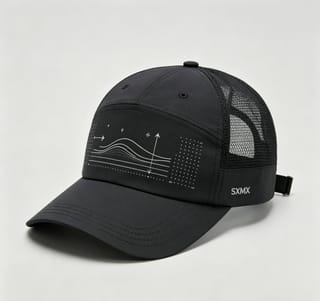 Custom Wave Chart Print Camp Cap with Mesh Back thumb 4