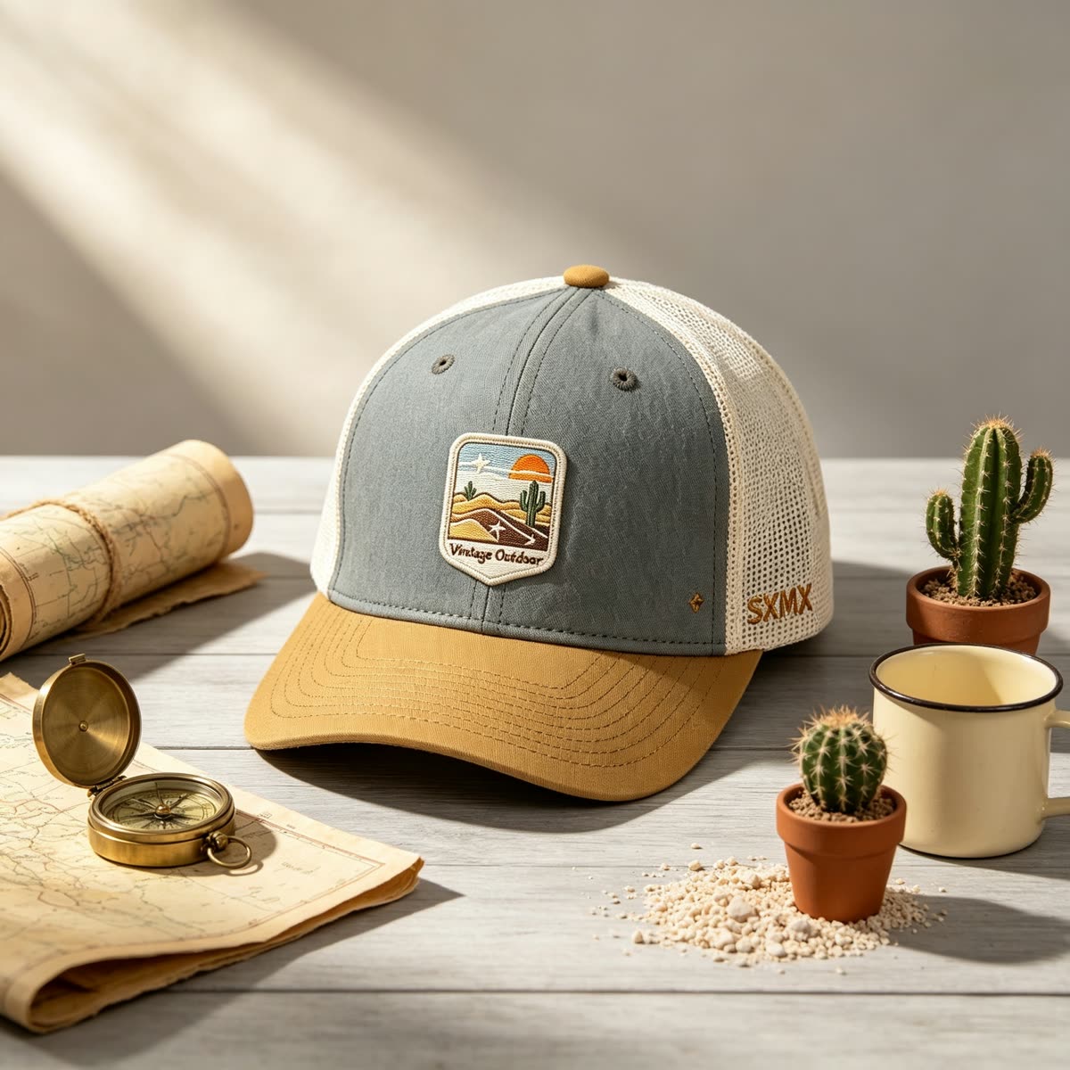Custom Desert Sunset Patch Trucker Cap scene