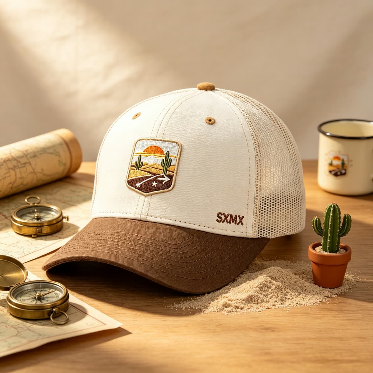 Custom Desert Sunset Patch Trucker Cap scene