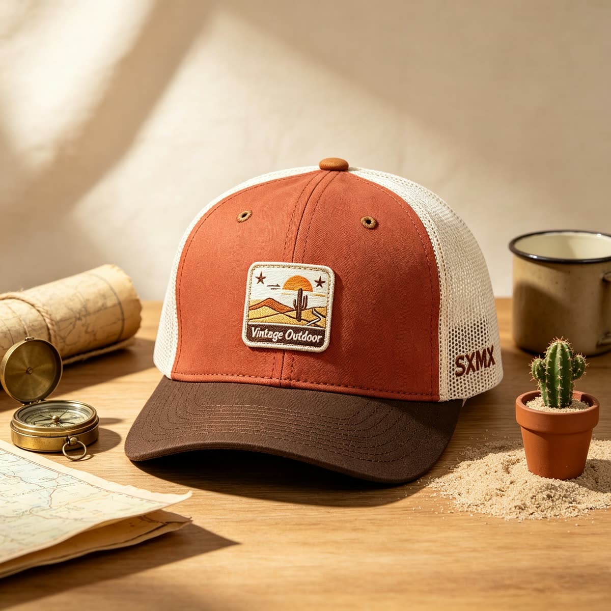 Custom Desert Sunset Patch Trucker Cap scene