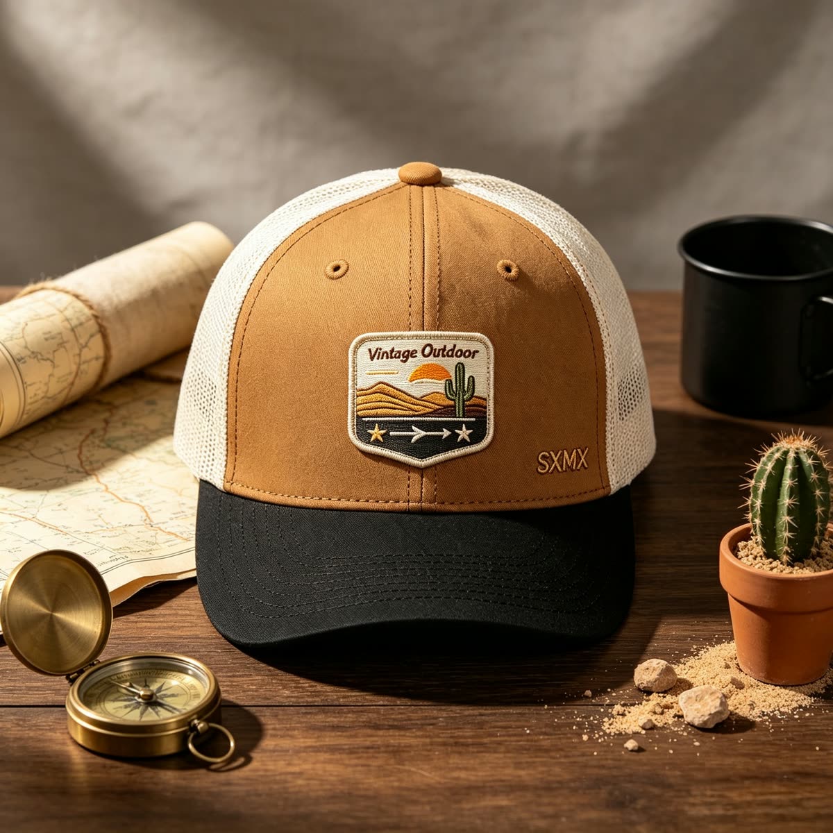 Custom Desert Sunset Patch Trucker Cap scene