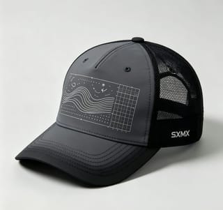 Custom Navy Wave Chart Trucker Cap with Mesh Back thumb 2