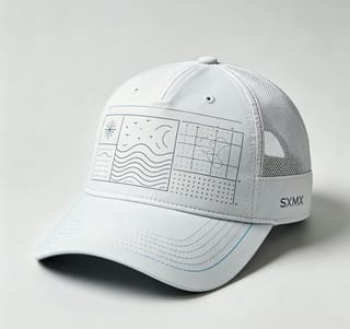 Custom Navy Wave Chart Trucker Cap with Mesh Back thumb 3
