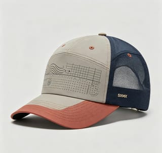 Custom Navy Wave Chart Trucker Cap with Mesh Back thumb 5