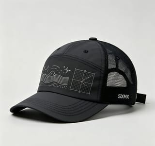 Custom Navy Wave Chart Trucker Cap with Mesh Back thumb 6