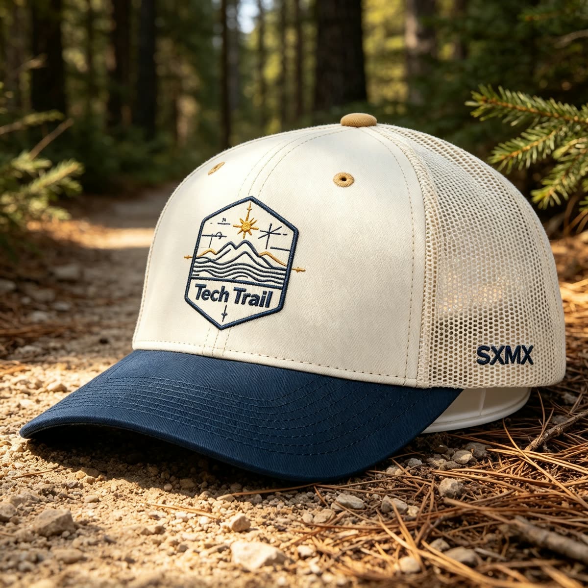 Custom Mountain Wave Patch Trucker Cap with Mesh Back scene