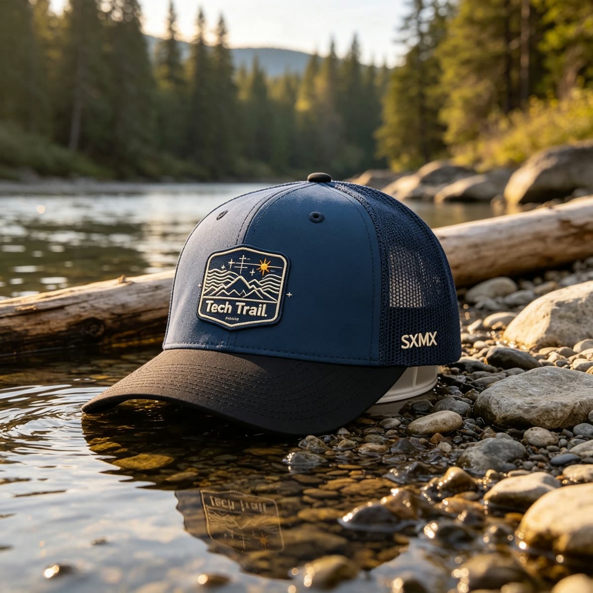 Custom Mountain Wave Patch Trucker Cap with Mesh Back scene