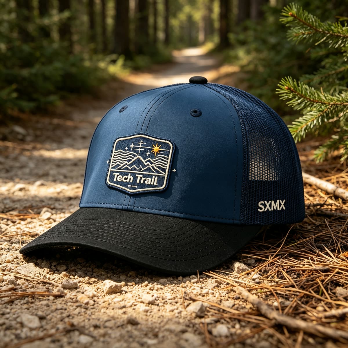 Custom Mountain Wave Patch Trucker Cap with Mesh Back scene