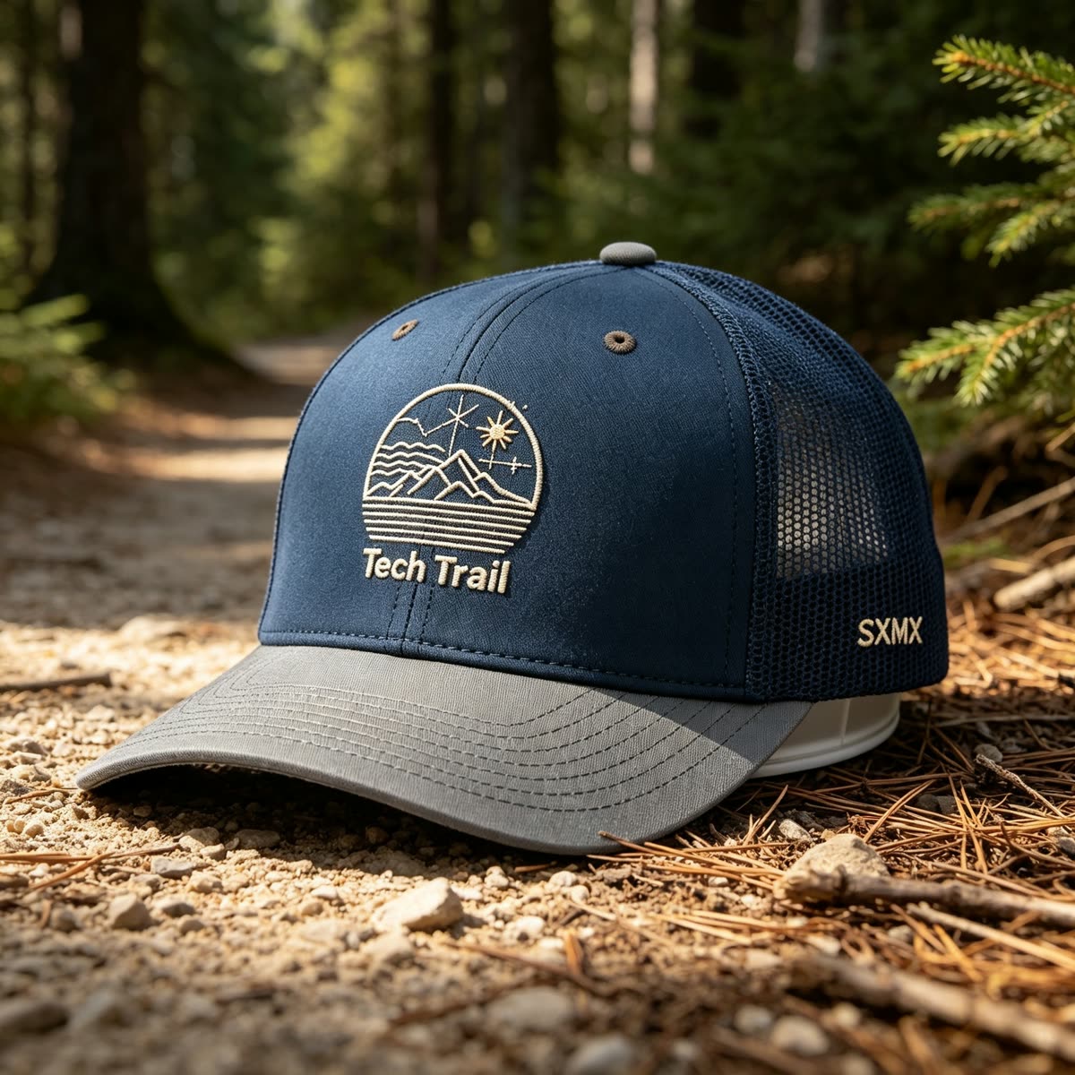 Custom Mountain Wave Patch Trucker Cap with Mesh Back scene