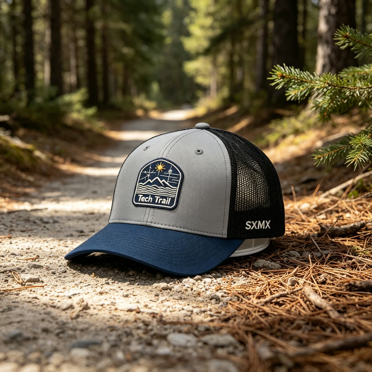 Custom Mountain Wave Patch Trucker Cap with Mesh Back scene