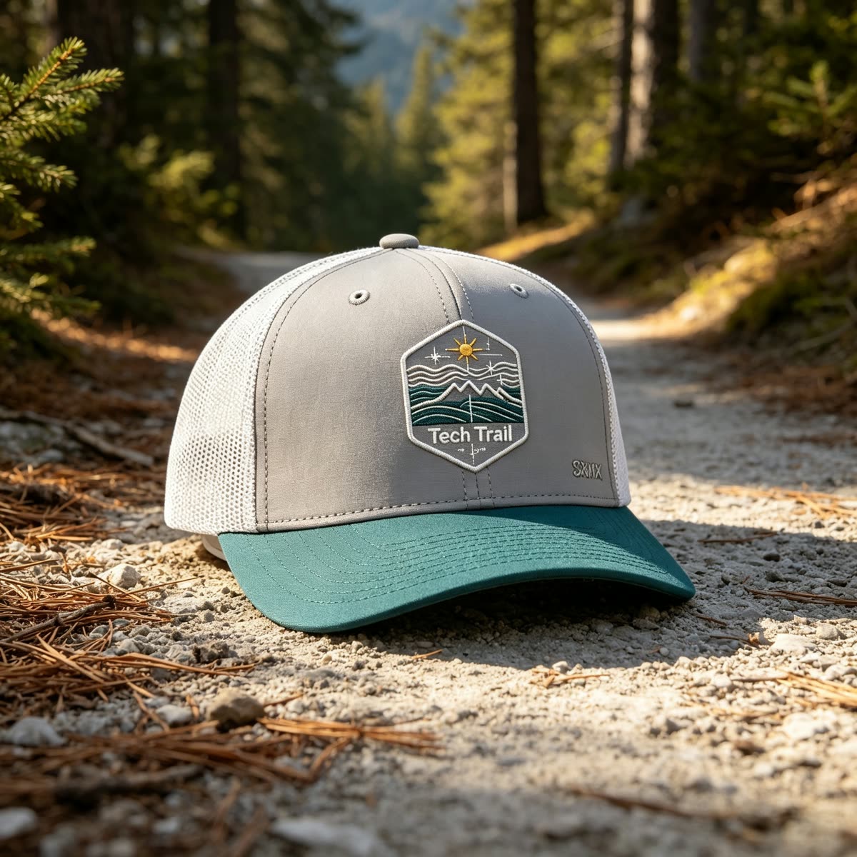 Custom Mountain Wave Patch Trucker Cap with Mesh Back scene