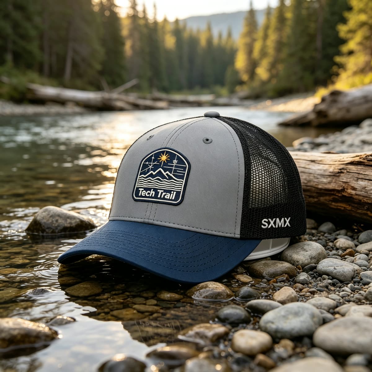 Custom Mountain Wave Patch Trucker Cap with Mesh Back scene