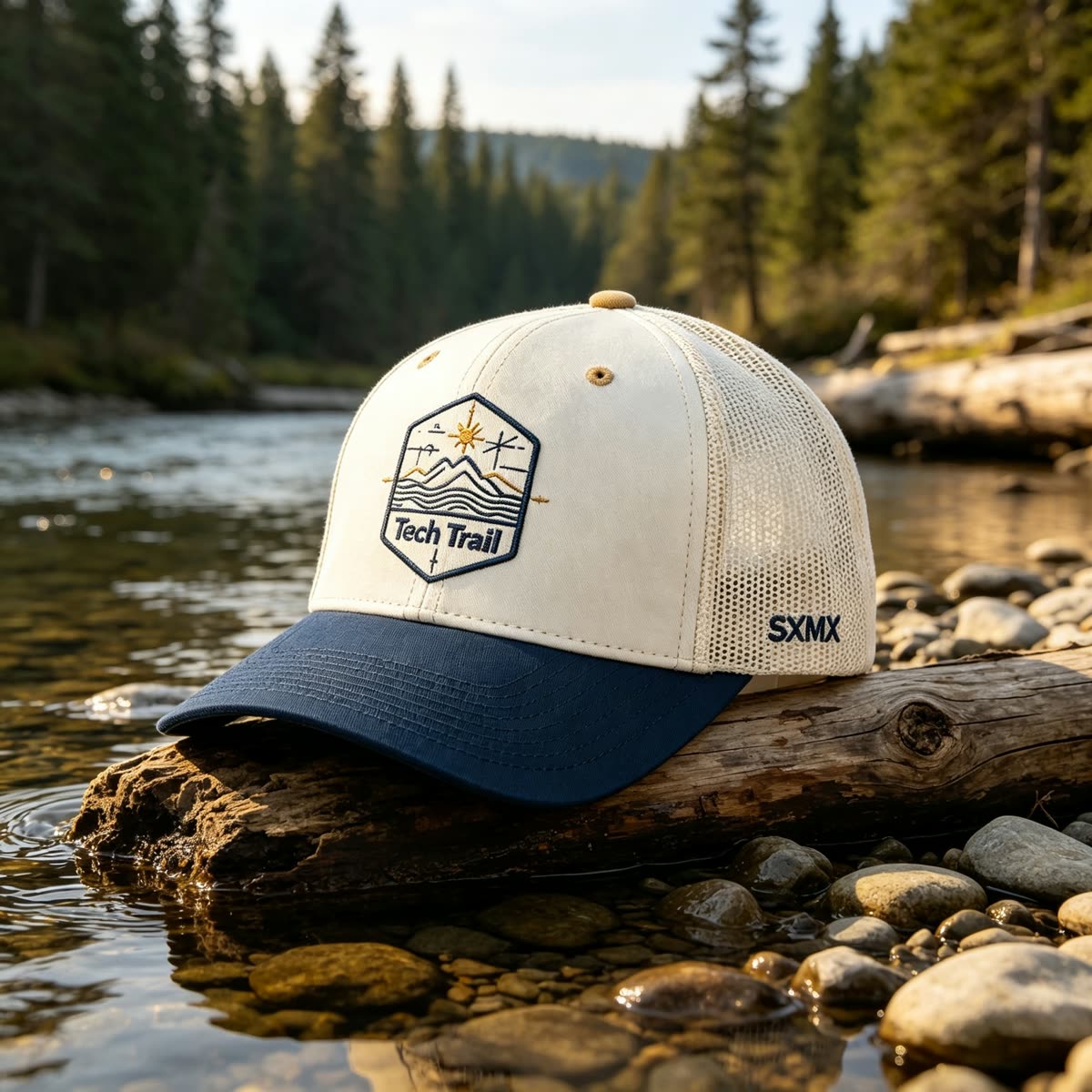 Custom Mountain Wave Patch Trucker Cap with Mesh Back scene
