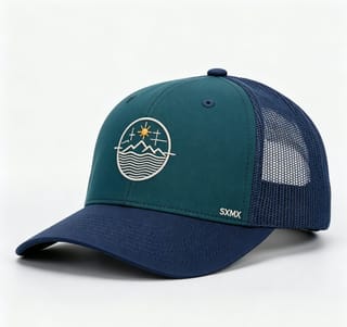 Custom Mountain Wave Patch Trucker Cap with Mesh Back