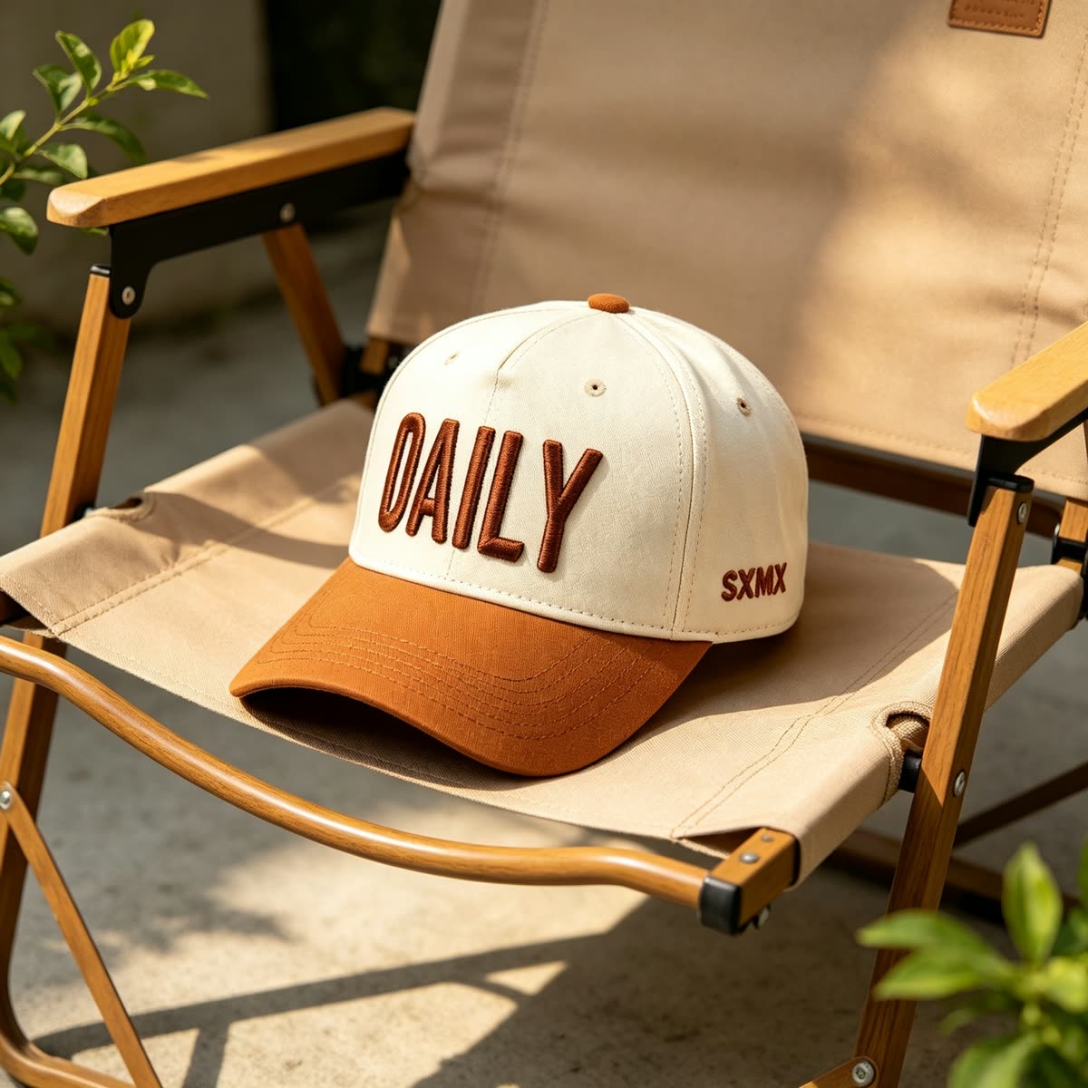 Custom Embroidered Lettering Camp Cap with Contrast Brim scene