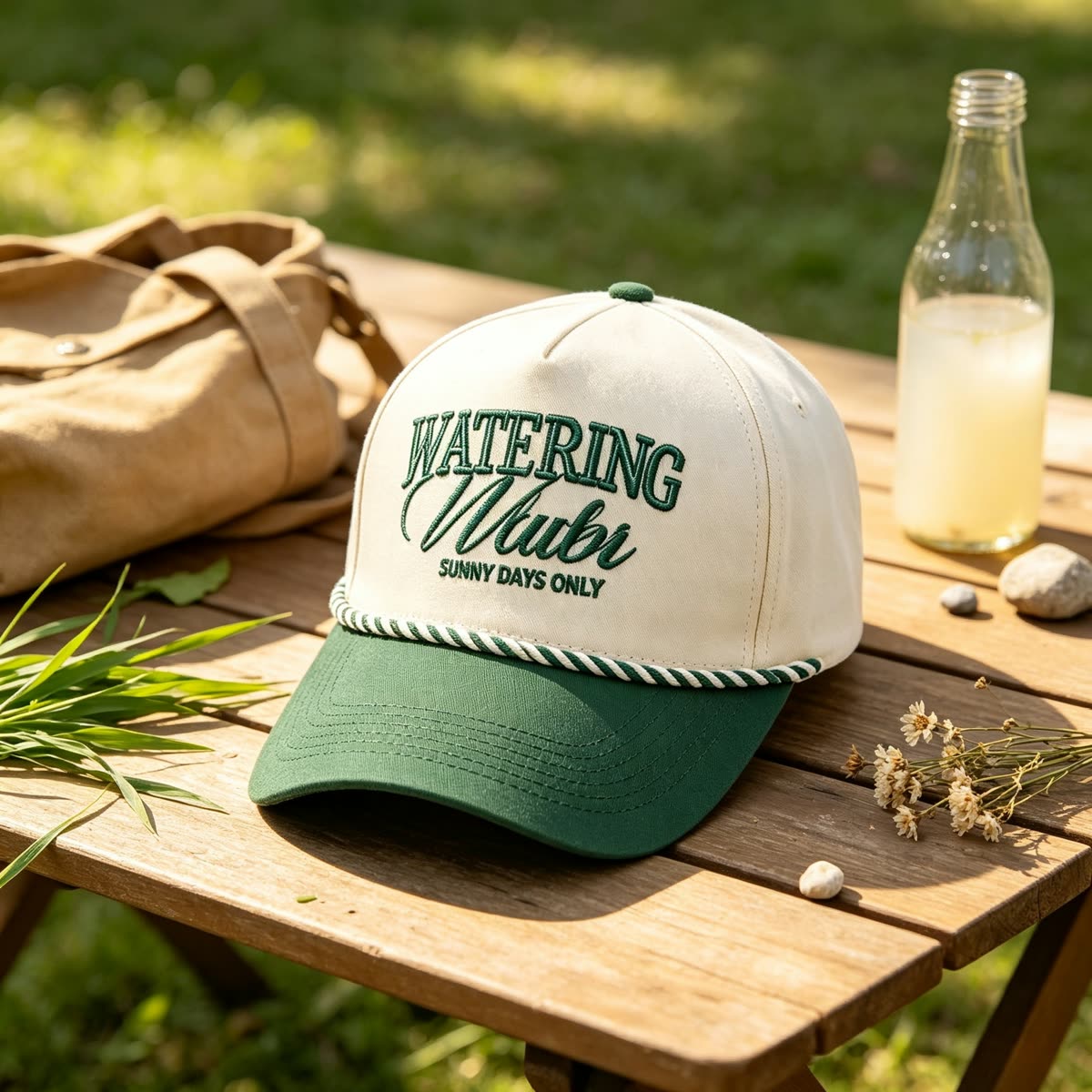 Custom Embroidered Lettering Camp Cap with Contrast Brim scene