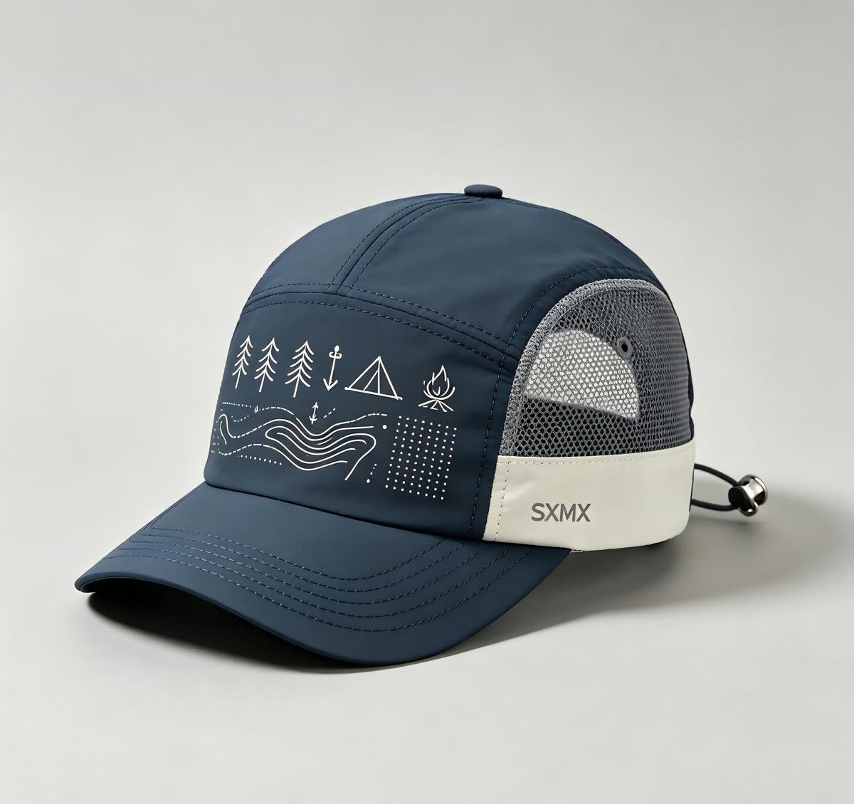Custom Camping Icons Print Camp Cap with Mesh Panel - image 1