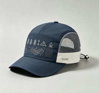 Custom Camping Icons Print Camp Cap with Mesh Panel