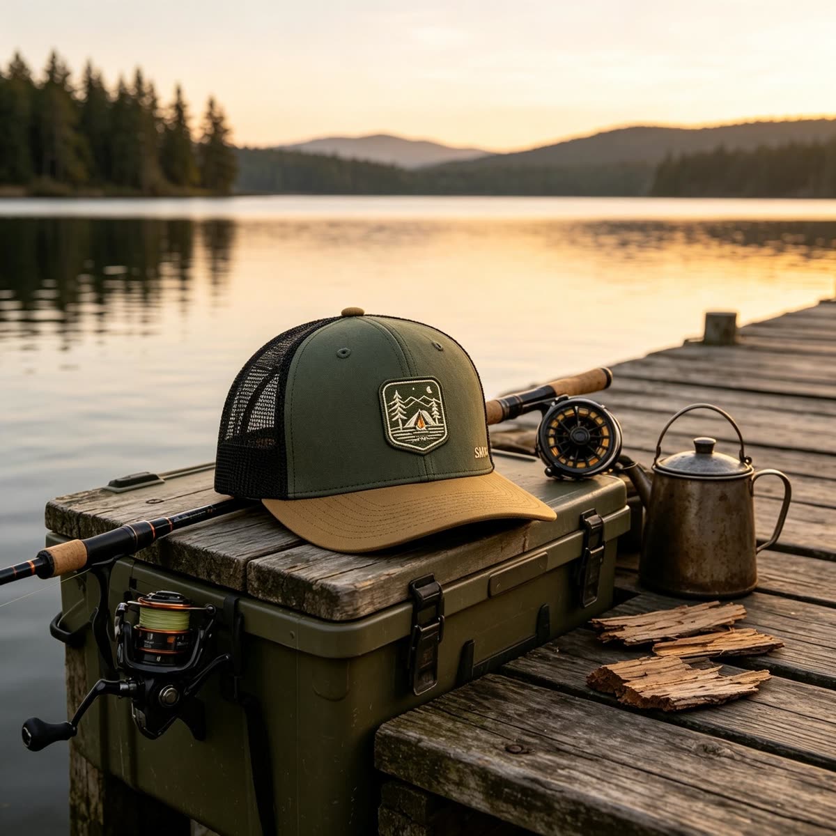 Custom Camping Scene Patch Trucker Cap scene