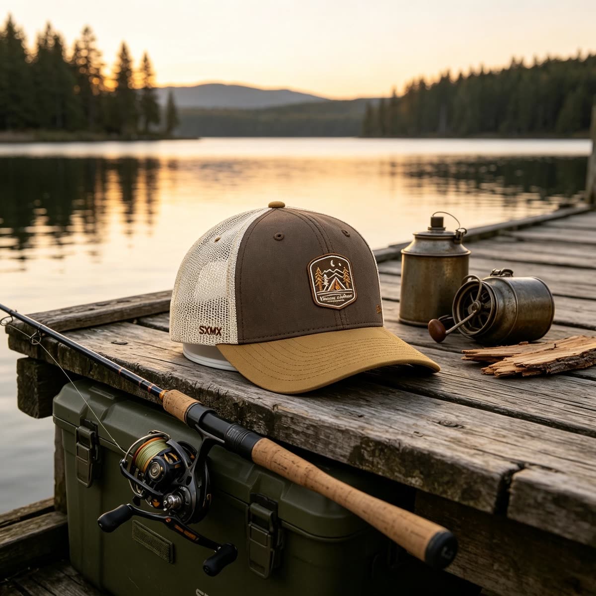 Custom Camping Scene Patch Trucker Cap scene