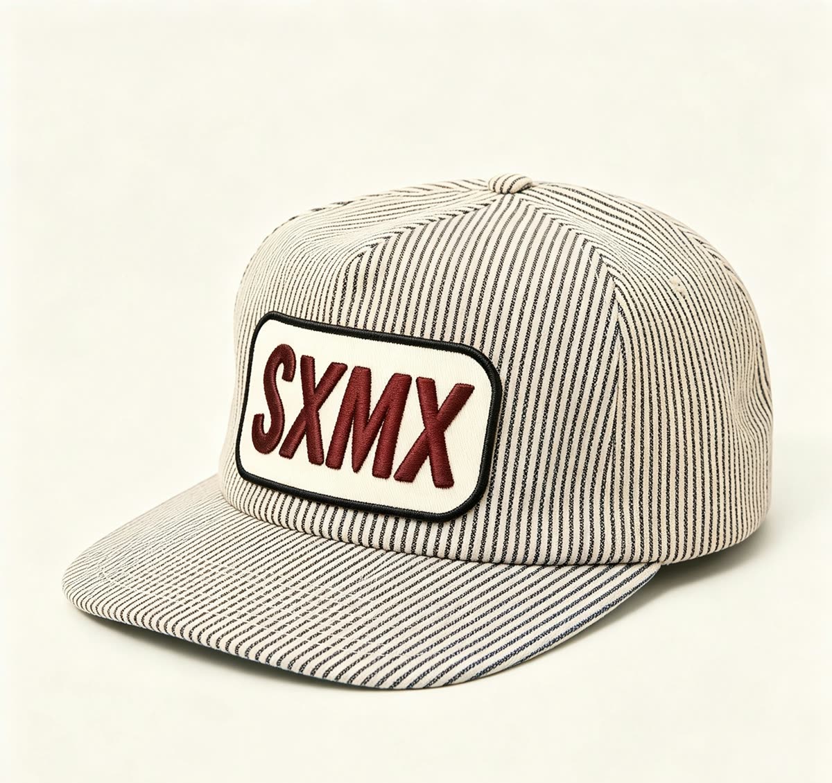 Custom Hickory Stripe Camp Cap with Flat Brim - image 1
