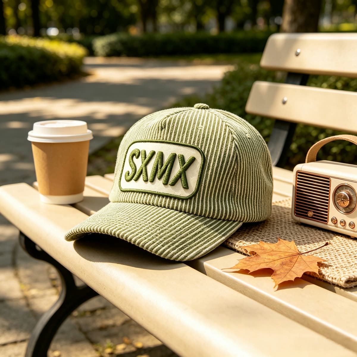 Custom Hickory Stripe Camp Cap with Flat Brim scene
