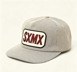 Custom Hickory Stripe Camp Cap with Flat Brim