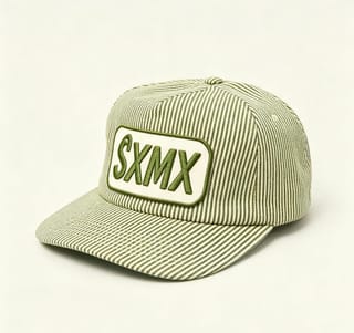 Custom Hickory Stripe Camp Cap with Flat Brim thumb 3