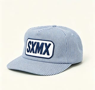 Custom Hickory Stripe Camp Cap with Flat Brim thumb 5